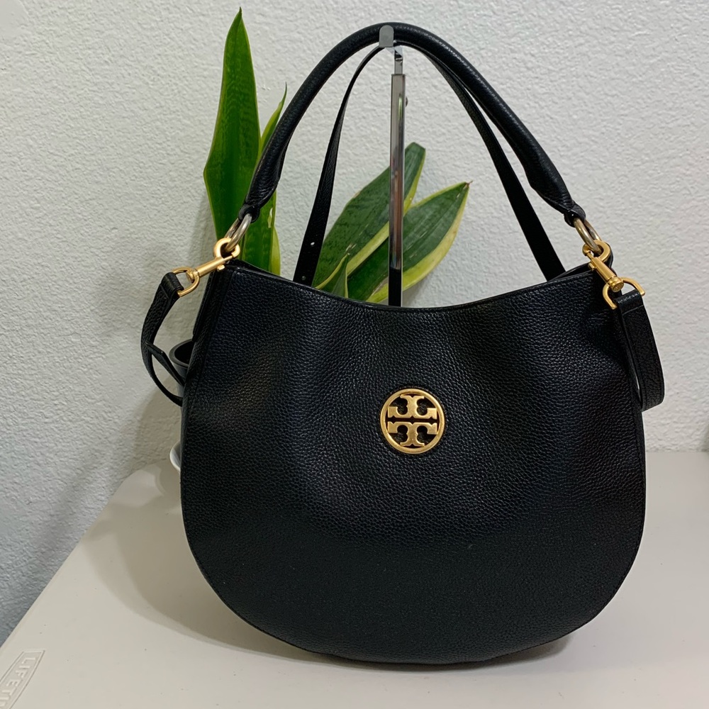 Tory Burch Gold and Black Shoulder Bag with Elegant Hardware